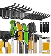 klasit Garage Wall Organizer,15Pack Carries 675 lbs,Garden Tool Organizer 48in With Large Storage...