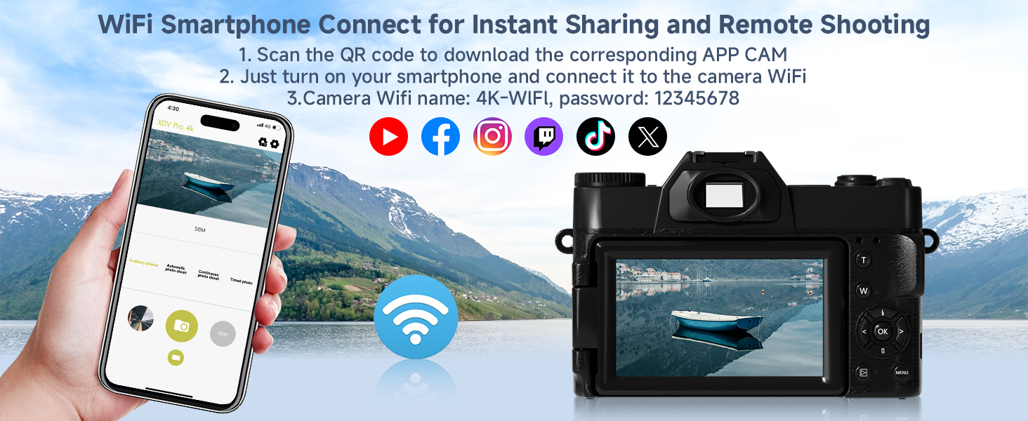 WIFI CONNECTION,camera for beginners digital cameras travel camera 4k digital camera