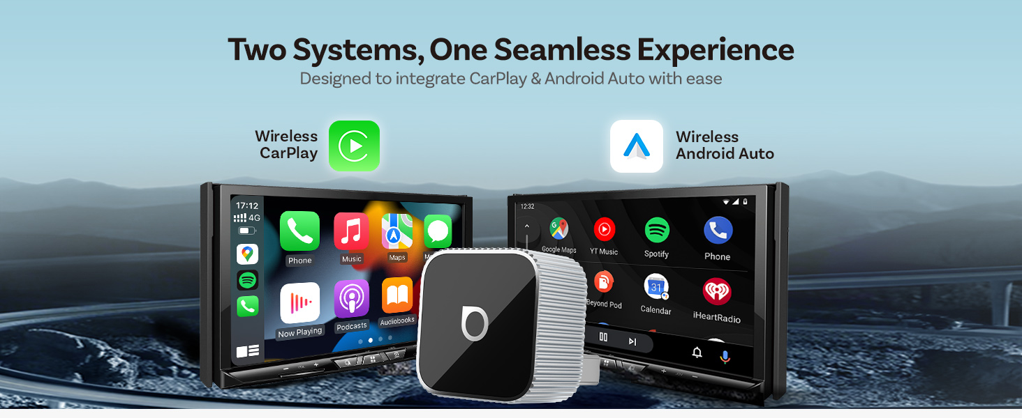 2026 Upgrade Ottocast Mini Cube, 2-in-1 Wireless CarPlay &amp;amp; Android Auto Adapter