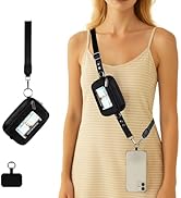 Majvsecb Phone Lanyard Crossbody with Wallet,Detachable Phone Strap Wristlet with ID Window and Z...