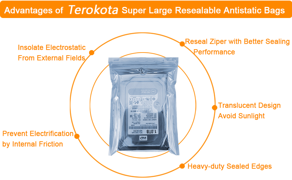 anti static electronic zip bag small