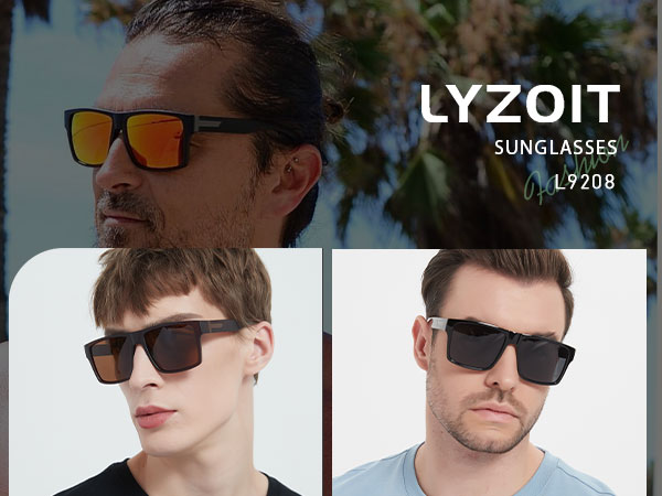 LYZOIT Square Sunglasses for Men Women Polarized Oversized Big UV Protection Rectangle Shades