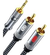 EMK 3.5mm to RCA Cable, Jack to RCA Stereo Audio Cable Gold Plated RCA to AUX Audio Cable Compati...