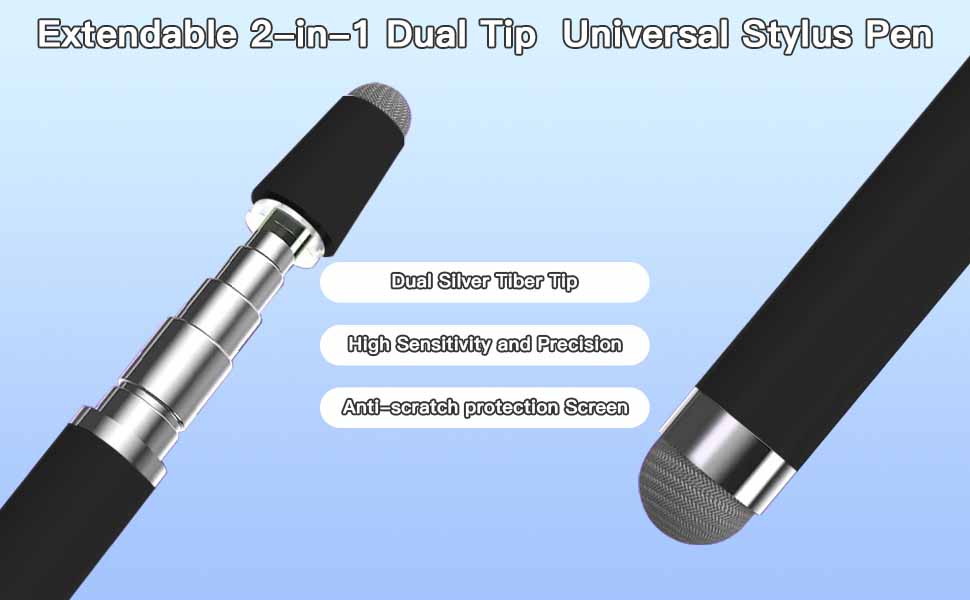 Extendable 2-in-1 Dual Tip Universal Stylus Pen