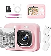 TYPONOS Instant Digital Print Camera for Kids, 1 Pack, Portable Camera with 32GB SD Card &amp; 3 Roll...