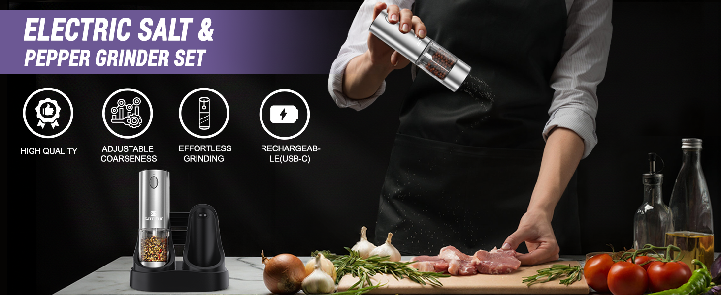 Electric Salt and Pepper Grinder Set