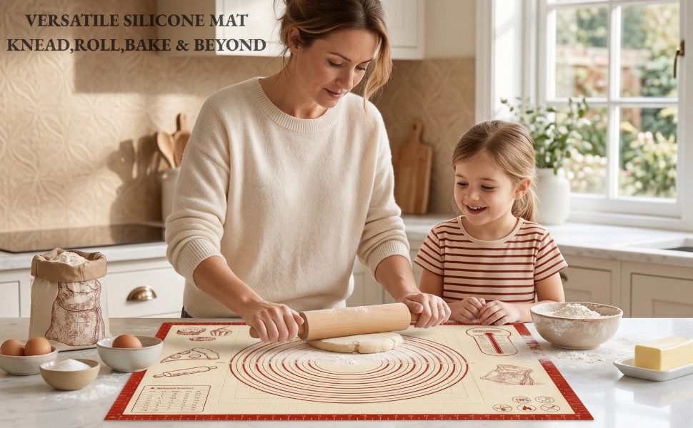 Extra Thick Silicone Mats for Baking, Non Stick Pastry Mat for Rolling Dough