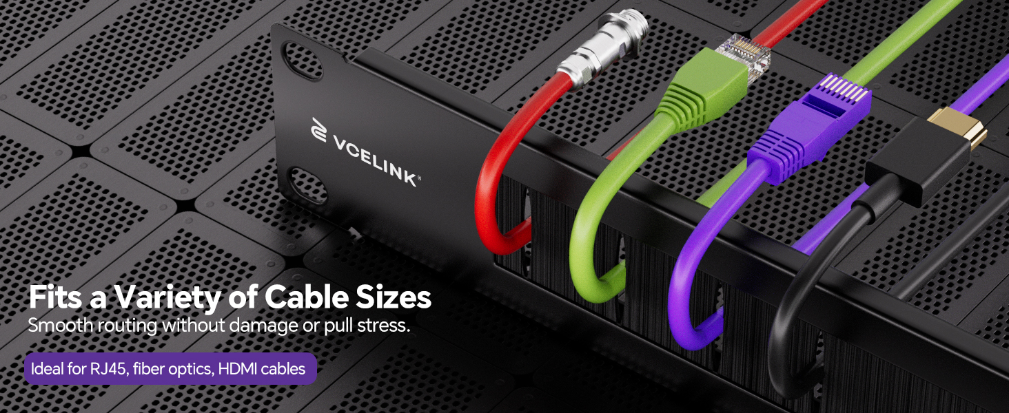 1U Brush Rack Cable Management