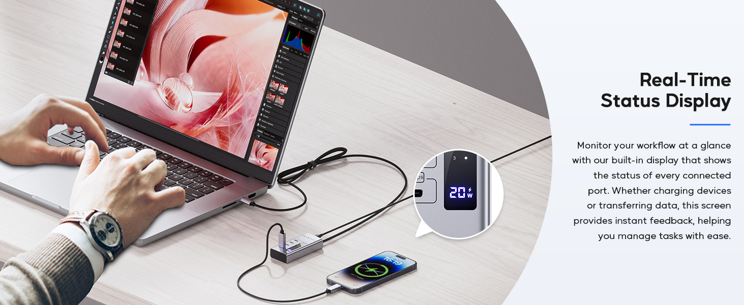 Powered USB C Hub,4 in 1 USB C Hub