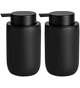 Hand Soap Dispenser for Bathroom Decro, Matte Black Ceramic Liquid Pump Bottles Refillable Dish D...