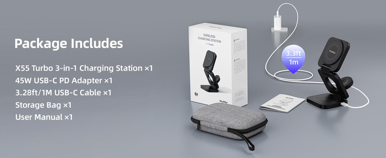 3 in 1 wireless charging station for iphone and watch