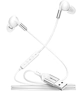 DUKABEL USB in-Ear Headphones, USB PC Earbuds for PC/PS4/PS5, White Gaming Earphone Headset with ...