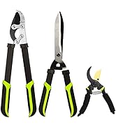 Loppers Hedge Clippers &amp; Shears 3PCS Garden Shears Set, Branch Cutter with Compound Action, Chops...