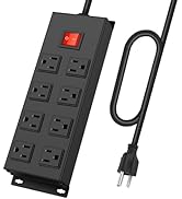 HHSOET Metal Magnetic Power Strip, 8 Outlet Mountable Socket, Wall Mount Heavy Duty Surge Protect...