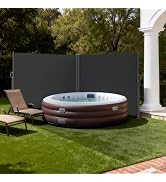 HOMEDEMO Retractable Side Awning 236" x 63", Double Side Awning with Privacy Screen Protection, W...