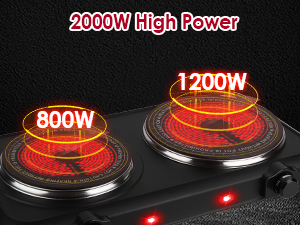 2000W Electric Hot Plate with 7.5” Ceramic Glass Cooktop