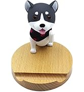 Amamcy Cute Dog Cell Phone Holder Stand Wooden Smartphone Desk Holder for Mobile Phones Animal Ph...
