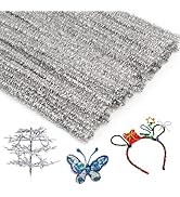100 Pieces Pipe Cleaners Chenille Stem, Glitter Silver Craft Pipe Cleaners,DIY Craft,Fuzzy Sticks...