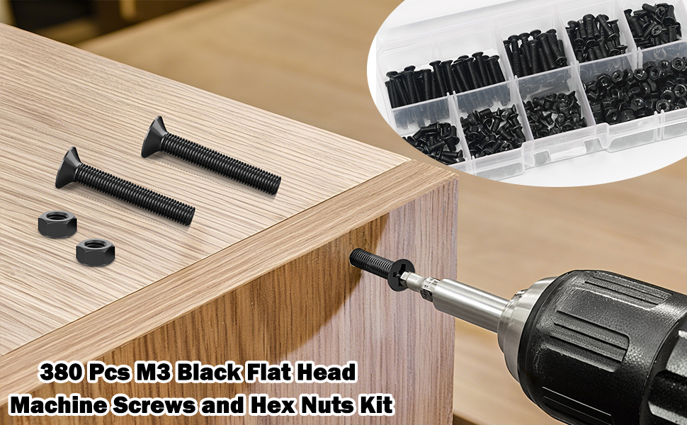 Black Flat Head Machine Screws