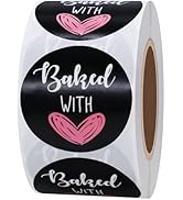 Hybsk Baked with Love Stickers for Bakeries Bake Sales Presents Seals Weddings Baby Showers Event...