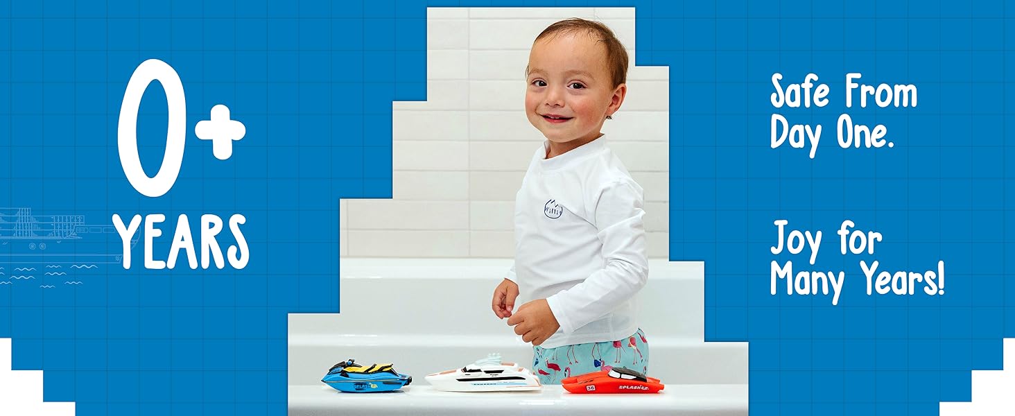 SplashEZ Boat Bath Toys 3-Pack, Mold Free No Hole Bath Toys for Kids &amp;amp; Toddlers