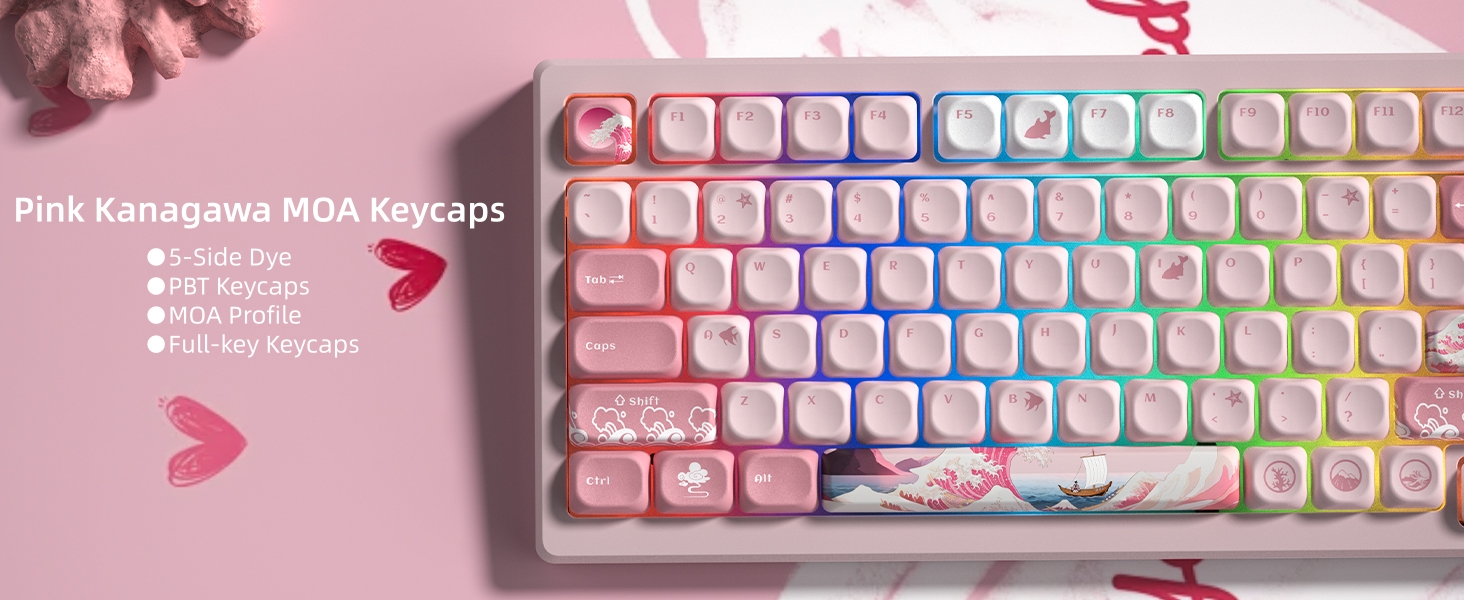 PBT Keycaps for Mechanical Keyboard,75 Percent Dye-Sublimation Custom Keycaps Set
