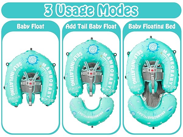 HECCEI Mambobaby Self-Inflating Baby Pool Floats Hammock with Canopy