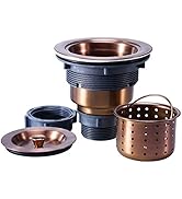 KONE 3/1-2 Inch Sink Drain Assembly Antique Copper Kitchen Sink Drain Kit Copper Stainless Steel ...