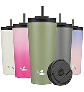 Konokyo 22 OZ Insulated Tumbler with Lid and 2 Straws Stainless Steel Water Bottle Vacuum Travel ...