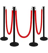 4 Pack Stanchions Post with Velvet Rope, Crowd Control Stanchions, Queue Pole for for Movie Theat...
