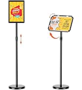 OUKMIC 8.5x11 Inch Adjustable Floor Stand Sign Holder with Rounded Corner, 360° Rotatable Pedesta...