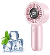 Handheld Fan - Portable Handheld Turbo Fan Rechargeable with Lanyard, 5 Speed Winds, LED Display ...