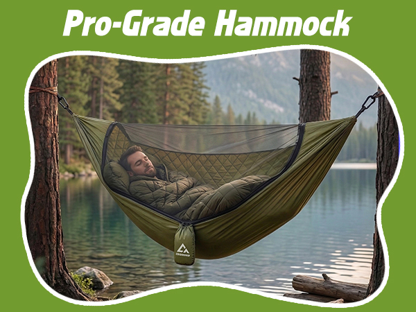 CROSSHIP Camping Hammock with Mosquito Net with Built-in Underquilt &amp; Hammock Rain Fly Tarp