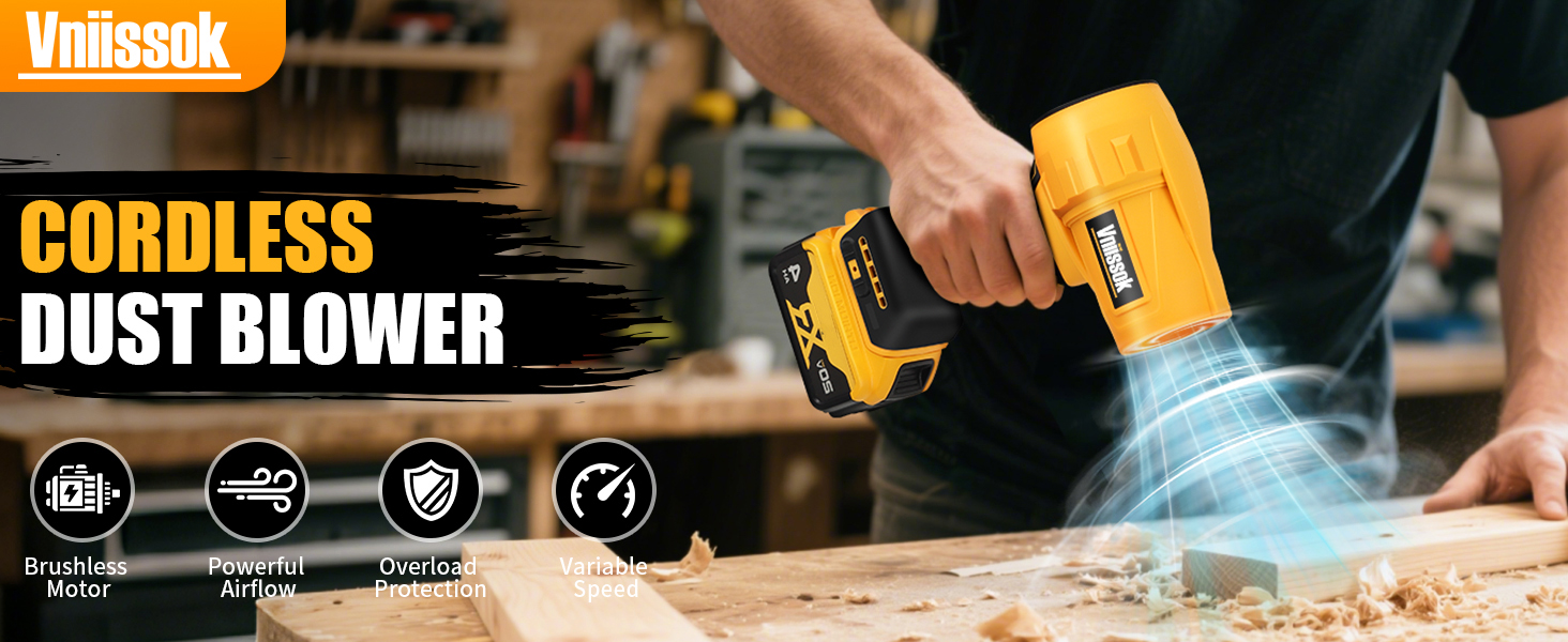 Electric Cordless Leaf Blower Lightweight Handheld Blower for Patio, Lawn, Dust Cleaning