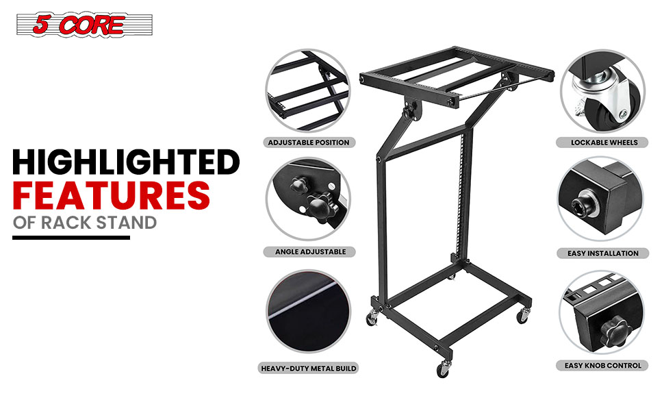 DJ Mixer Stand, Rack Mount Rolling Stage Cart, audio mixer stand, mixer stand music, dj stands