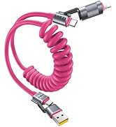 Vexipia 4-in-1 Coiled USB C Cable for Car [240W Fast Charging] USB C to Light-ning Cable [CarPlay...