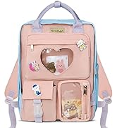 Backpack for Girls,Kawaii Backpack,Pin Display Backpack with Cute Pins,Kids School Bag,Heart Ita ...
