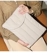 Puffy Quilted Laptop Sleeve 13-14 Inch Soft Padded Flap Protective Carrying Case for MacBook (Bei...