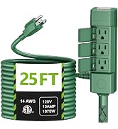 BN-LINK 25ft Outdoor Extension Cord Waterproof with Power Stake, 6-Outlet Power Strip Weatherproo...