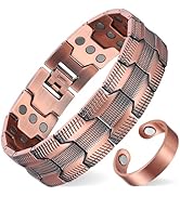 MagEnergy Copper Bracelet for Men, 3X Strength Magnetic Bracelet with 99.99% Pure Copper Ring &amp; 3...
