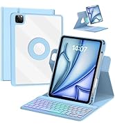 VOWUBO iPad Air 6th Gen 11-inch 2024 Rotating Case with Keyboard, Magic Detachable Case Cover wit...