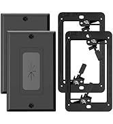 VCELINK Wall Plate Cable Pass Through with Mounting Bracket, Single Gang Black Flexible Rubber Op...
