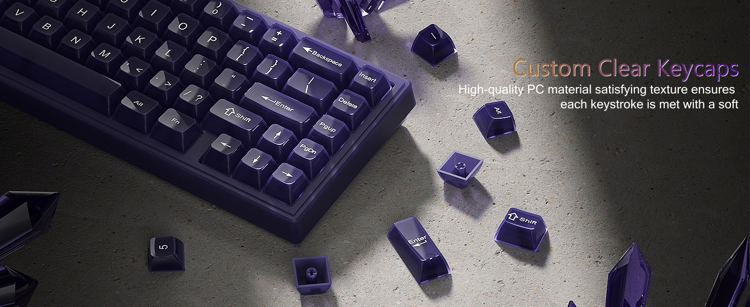 Womier Keyboard Keycaps Jelly, Purple Cute Keycaps, Transparent Clear Custom Key Cap