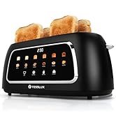 Tesslux 4 Slice Toaster with Touch Screen - 1.5" Wide Long Slots for Artisan Bread - Digital Time...