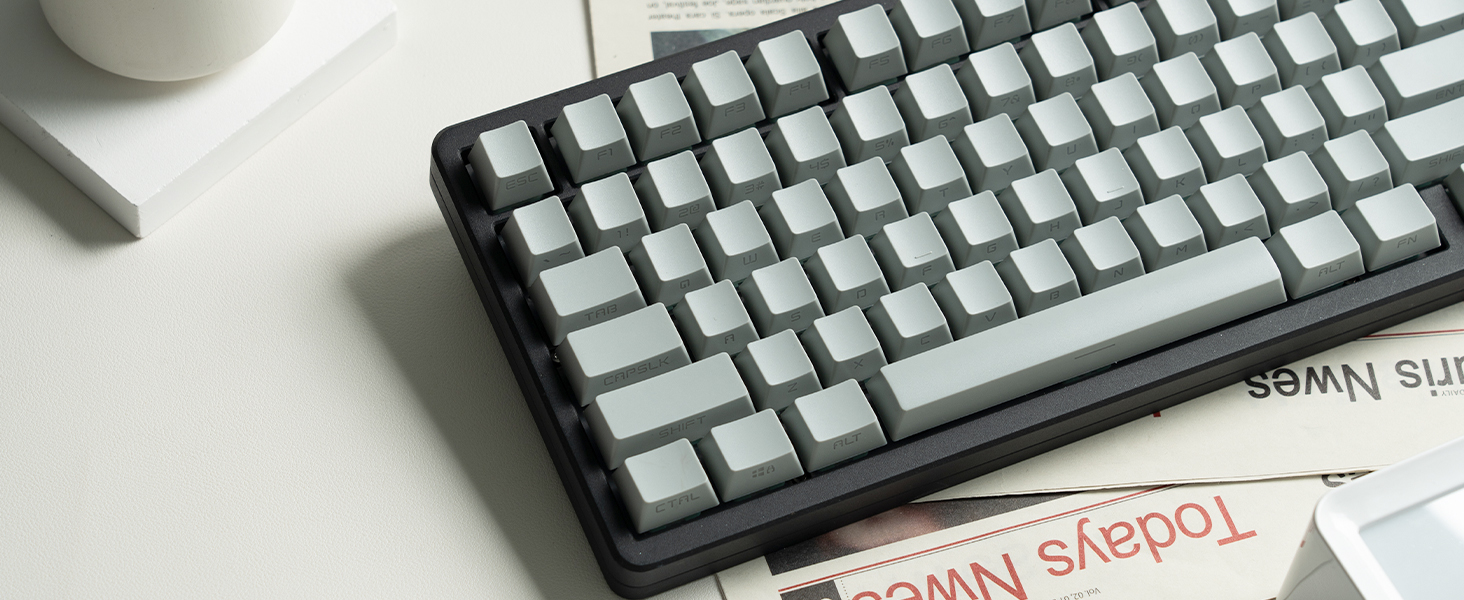 womier retro pbt keycaps light grey side printed shine through keycaps double shot OEM profile
