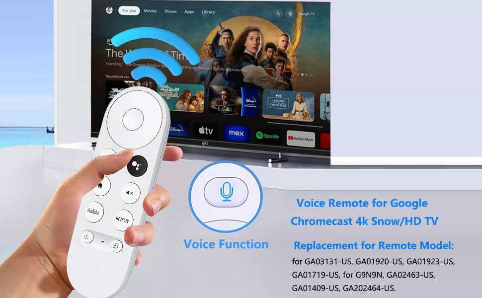 Voice Remote for Google Chromecast 4k Snow TV