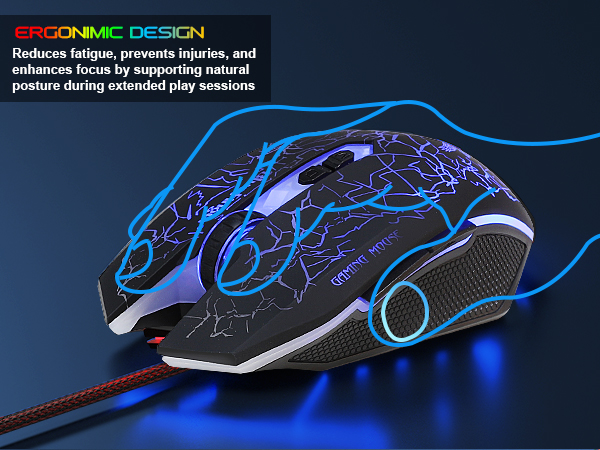 ergonomic gaming mouse backlight
