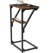 NEFROM C-Shaped End Table, Small Side Table for Couch, Sofa TV Tray Table for Living Room, Bedroo...
