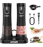 Electric Salt and Pepper Grinder Set, Upgrade 2-Speed Setting, External 5 Adjustable Coarseness, ...