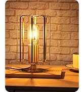 GOEBLESON Industrial Table Lamp, 8.5" Small Bedside Lamp with Dimmable 2400K Warm Light LED Bulb,...